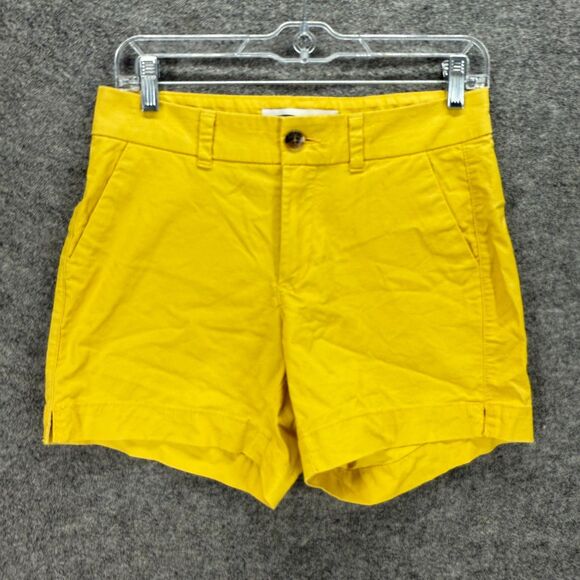 Old Navy Shorts Women 0 Yellow Mid Rise Chino Pockets Cotton Everyday Short - Picture 1 of 9